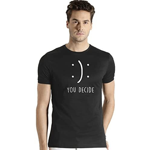 Adro You Decide Mens Printed T-Shirts (Rnr-M-Dec-Bl_Black_S)
