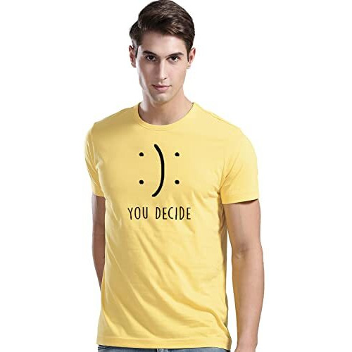 Adro You Decide Mens Printed T-Shirts (Rnr-M-Dec-Ly_Light Yellow_L)