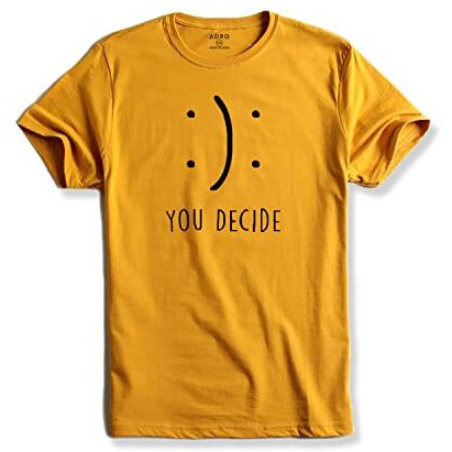 Adro You Decide Mens Printed T-Shirts (Rnr-M-Dec-Mu_Mustard_L)