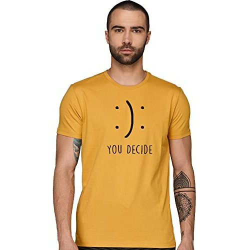 Adro You Decide Mens Printed T-Shirts (Rnr-M-Dec-Mu_Mustard_L)