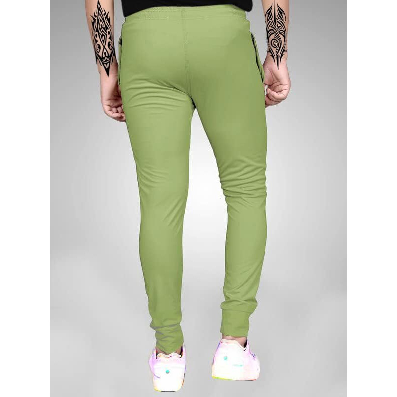Lookmark Men's Slim Fit Solid Lycra Blend Full Elastic Sport Wear Running Gym Stretchable Jogger Track Pant In Pista Color(Track 03 Pista-Xxl)