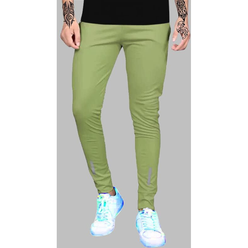 Lookmark Men's Slim Fit Solid Lycra Blend Full Elastic Sport Wear Running Gym Stretchable Jogger Track Pant In Pista Color(Track 03 Pista-Xxl)