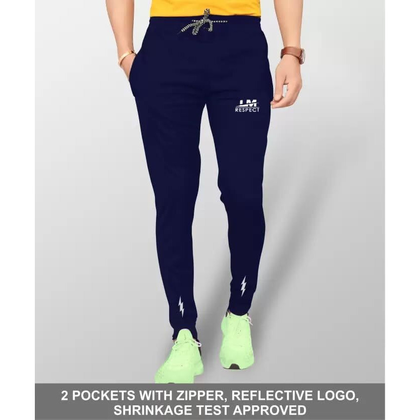 Lookmark Men's Slim Fit Solid Lycra Blend Full Elastic Sport Wear Running Gym Stretchable Jogger Track Pant In Navy Color(Track 04 Navy-Xxl)