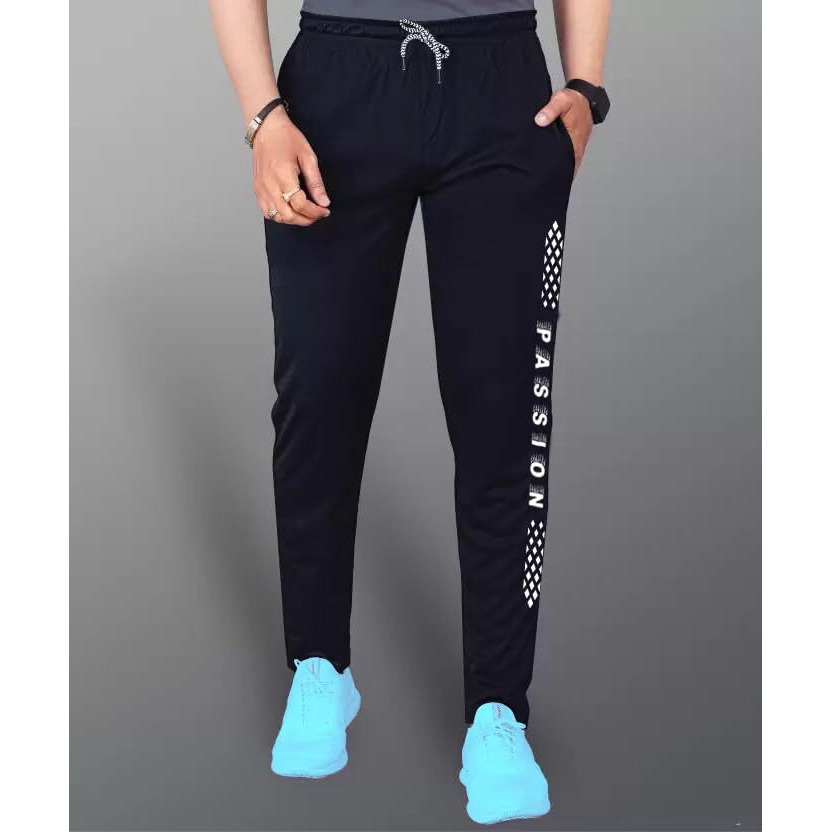 Lookmark Men's Slim Fit Solid Lycra Blend Full Elastic Sport Wear Running Gym Stretchable Jogger Track Pant In Black Color(Track 05 Black-Xl)