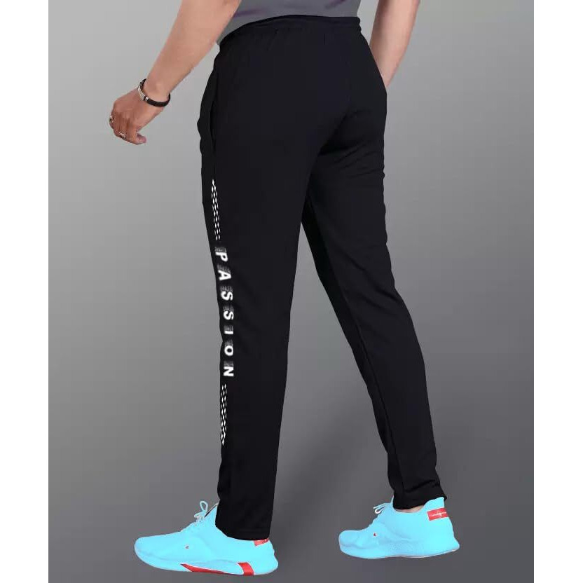 Lookmark Men's Slim Fit Solid Lycra Blend Full Elastic Sport Wear Running Gym Stretchable Jogger Track Pant In Black Color(Track 05 Black-Xl)