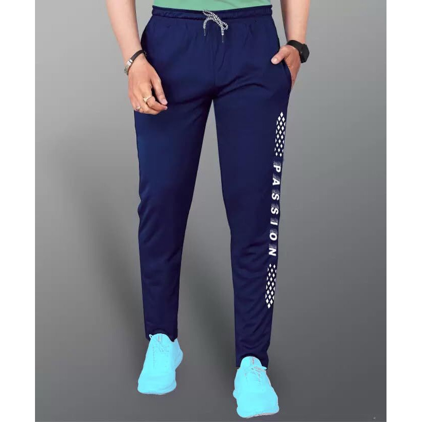 Lookmark Men's Slim Fit Solid Lycra Blend Full Elastic Sport Wear Running Gym Stretchable Jogger Track Pant In Navy Color(Track 05 Navy-L)