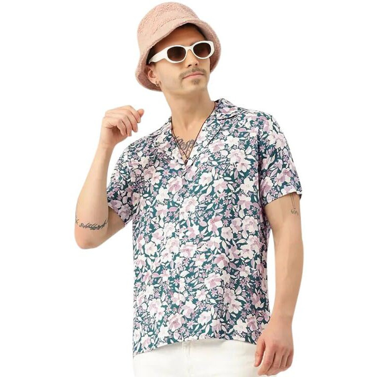 Lookmark Men's Cotton Blend Multi Color Stitched Printed Half Sleeve Shirt(Shirt 61-S)