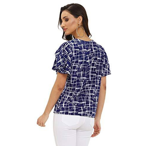 Oomph Women's Crepe Tunic Top - Azure Blue
