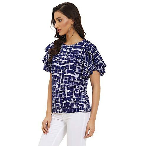 Oomph Women's Crepe Tunic Top - Azure Blue