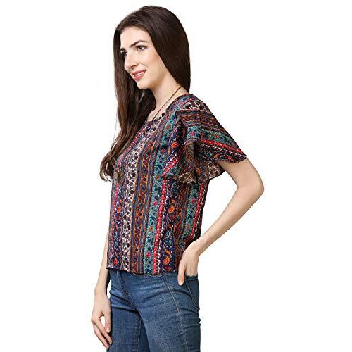 Oomph Women's Formal Crepe Tunic Top - Multicolor