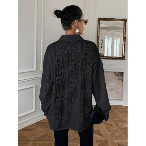 Leriya Fashion Oversized Shirt For Women | Shirt For Women Stylish Western | Long Shirt For Women (Large, Black)