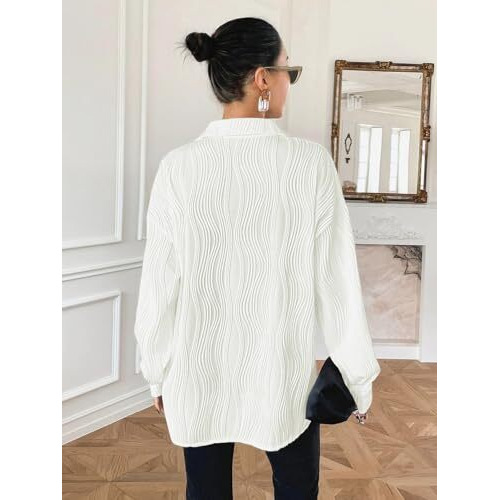 Leriya Fashion Oversized Shirt For Women | Shirt For Women Stylish Western | Long Shirt For Women (Large, White)