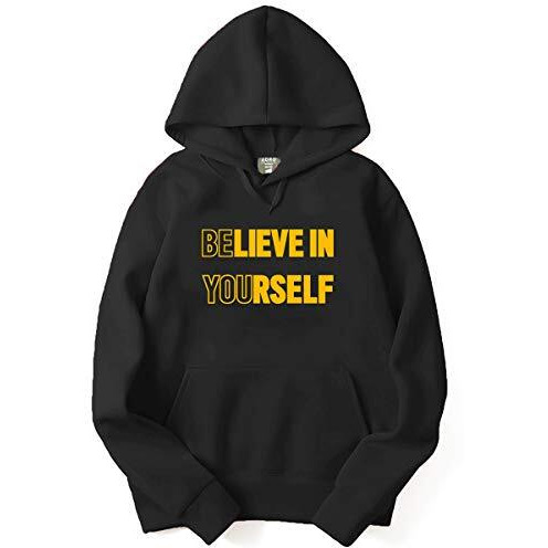 Adro Believe In Yourself Design Printed Hoodies/Sweatshirts For Men & Women (H20-M-You-Bl_Black_L)