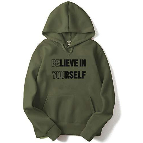 Adro Believe In Yourself Design Printed Hoodies/Sweatshirts For Men & Women (H20-M-You-Ol_Olive_2Xl)