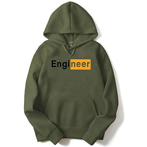 Adro Men's Cotton Neck Hooded Sweatshirt (H20-M-Egn-Ol_Olive_L)