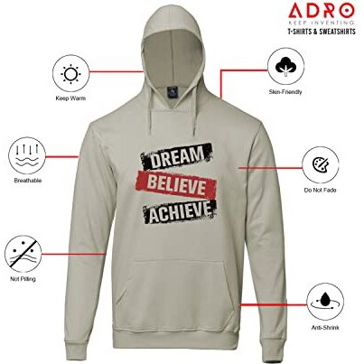 Adro Men's Cotton Neck Hooded Sweatshirt (H20-M-Dba-Ch_Beige_M)