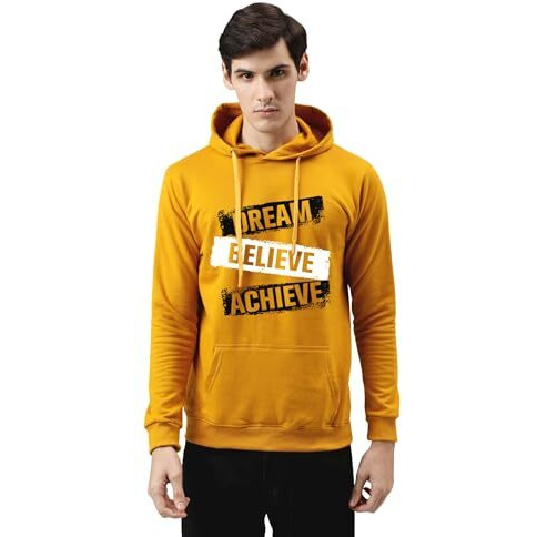 Adro Men's Cotton Hooded Hoodie (H20-M-Dba-Mu_Mustard_Xl)