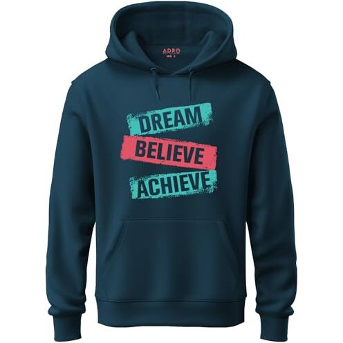 Adro Men's Cotton Neck Hooded Sweatshirt (H20-M-Dba-Sb_Teal_S)