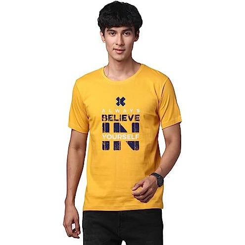 Adro Believe In Yourself Printed T-Shirts For Men & Women (Rnr-S35-Bel-Mu_Mustard_Xl)