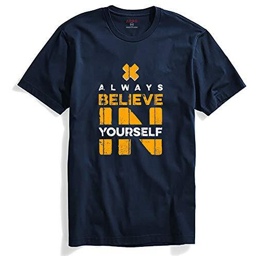 Adro Believe In Yourself Printed T-Shirts For Men & Women (Rnr-S35-Bel-Nb_Navy_S)