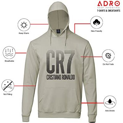 Adro Men's Cotton Hooded Sweatshirt (H20-M-Cr07-Ch_Beige_L)