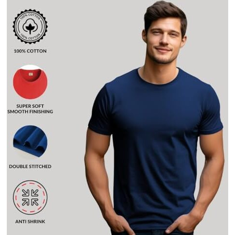 Adro T Shirts Pack Of 2 Mens Tshirts Cotton T Shirts For Men Tshirt T-Shirts Combo T Shirts Tshirts For Men Plain Solid Tshirts Black Navy Tshirt For Men Rcm2-Pln-Bl-Nb-Xl