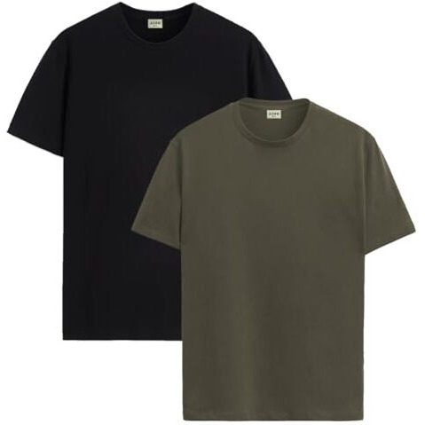 Adro T Shirts Pack Of 2 Mens Tshirts Cotton T Shirts For Men Tshirt T-Shirts Combo T Shirts Tshirts For Men Plain Solid Tshirts Black Olive Tshirt For Men Rcm2-Pln-Bl-Ol-Xl
