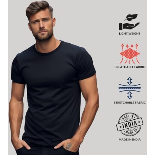 Adro T Shirts Pack Of 2 Mens Tshirts Cotton T Shirts For Men Tshirt T-Shirts Combo T Shirts Tshirts For Men Plain Solid Tshirts Black Olive Tshirt For Men Rcm2-Pln-Bl-Ol-Xl