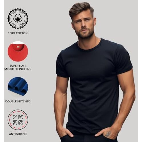 Adro T Shirts Pack Of 2 Mens Tshirts Cotton T Shirts For Men Tshirt T-Shirts Combo T Shirts Tshirts For Men Plain Solid Tshirts Grey Black Tshirt For Men Rcm2-Pln-Gr-Bl-M