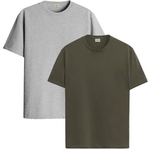 Adro T Shirts Pack Of 2 Mens Tshirts Cotton T Shirts For Men Tshirt T-Shirts Combo T Shirts Tshirts For Men Plain Solid Tshirts Grey Olive Tshirt For Men Rcm2-Pln-Gr-Ol-Xl