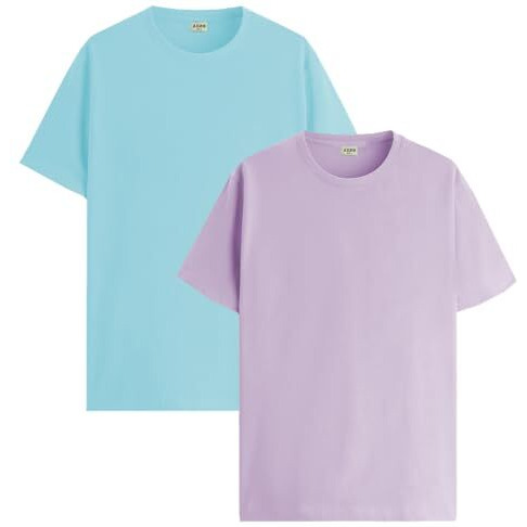 Adro T Shirts Pack Of 2 Mens Tshirts Cotton T Shirts For Men Tshirt T-Shirts Combo T Shirts Tshirts For Men Plain Solid Tshirts Mint Purple Tshirt For Men Rcm2-Pln-Mi-Pu-S