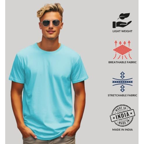 Adro T Shirts Pack Of 2 Mens Tshirts Cotton T Shirts For Men Tshirt T-Shirts Combo T Shirts Tshirts For Men Plain Solid Tshirts Mint Purple Tshirt For Men Rcm2-Pln-Mi-Pu-S