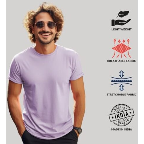 Adro T Shirts Pack Of 2 Mens Tshirts Cotton T Shirts For Men Tshirt T-Shirts Combo T Shirts Tshirts For Men Plain Solid Tshirts Purple Pista Tshirt For Men Rcm2-Pln-Pu-Pt-S