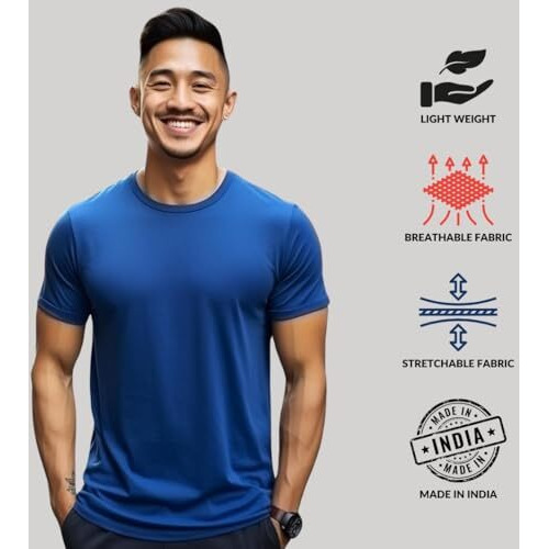Adro T Shirts Pack Of 2 Mens Tshirts Cotton T Shirts For Men Tshirt T-Shirts Combo T Shirts Tshirts For Men Plain Solid Tshirts Royal Blue Pista Tshirt For Men Rcm2-Pln-Rb-Pt-2Xl