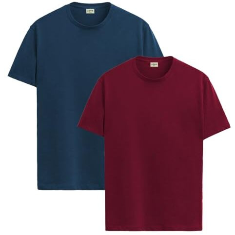 Adro T Shirts Pack Of 2 Mens Tshirts Cotton T Shirts For Men Tshirt T-Shirts Combo T Shirts Tshirts For Men Plain Solid Tshirts Teal Maroon Tshirt For Men Rcm2-Pln-Sb-Mr-M
