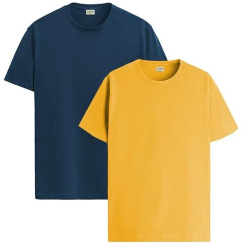 Adro T Shirts Pack Of 2 Mens Tshirts Cotton T Shirts For Men Tshirt T-Shirts Combo T Shirts Tshirts For Men Plain Solid Tshirts Teal Mustard Tshirt For Men Rcm2-Pln-Sb-Mu-M