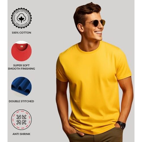 Adro T Shirts Pack Of 2 Mens Tshirts Cotton T Shirts For Men Tshirt T-Shirts Combo T Shirts Tshirts For Men Plain Solid Tshirts Teal Mustard Tshirt For Men Rcm2-Pln-Sb-Mu-M