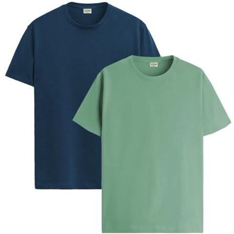 Adro T Shirts Pack Of 2 Mens Tshirts Cotton T Shirts For Men Tshirt T-Shirts Combo T Shirts Tshirts For Men Plain Solid Tshirts Teal Pista Tshirt For Men Rcm2-Pln-Sb-Pt-L