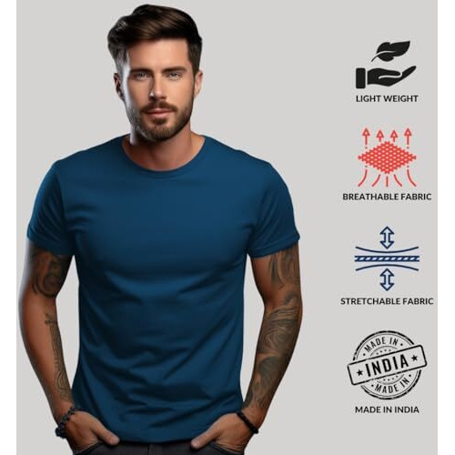 Adro T Shirts Pack Of 2 Mens Tshirts Cotton T Shirts For Men Tshirt T-Shirts Combo T Shirts Tshirts For Men Plain Solid Tshirts Teal Purple Tshirt For Men Rcm2-Pln-Sb-Pu-S