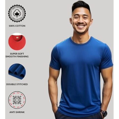 Adro T Shirts Pack Of 2 Mens Tshirts Cotton T Shirts For Men Tshirt T-Shirts Combo T Shirts Tshirts For Men Plain Solid Tshirts Teal Royal Blue Tshirt For Men Rcm2-Pln-Sb-Rb-2Xl