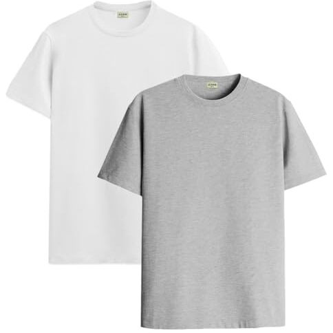 Adro T Shirts Pack Of 2 Mens Tshirts Cotton T Shirts For Men Tshirt T-Shirts Combo T Shirts Tshirts For Men Plain Solid Tshirts White Grey Tshirt For Men Rcm2-Pln-Wh-Gr-Xl