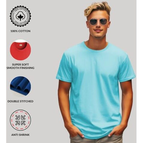 Adro T Shirts Pack Of 2 Mens Tshirts Cotton T Shirts For Men Tshirt T-Shirts Combo T Shirts Tshirts For Men Plain Solid Tshirts White Mint Tshirt For Men Rcm2-Pln-Wh-Mi-S