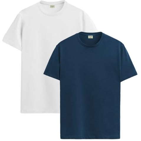 Adro T Shirts Pack Of 2 Mens Tshirts Cotton T Shirts For Men Tshirt T-Shirts Combo T Shirts Tshirts For Men Plain Solid Tshirts White Teal Tshirt For Men Rcm2-Pln-Wh-Sb-2Xl