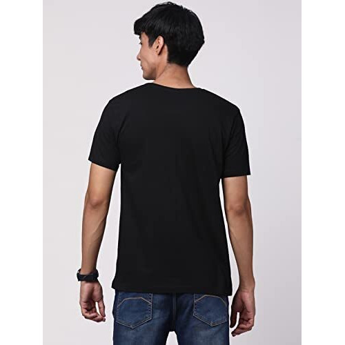 Adro Men's Bike Rider Printed Cotton T-Shirt (Rn23-M-Bik-Bl_Black_M)