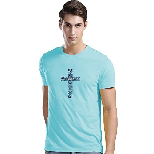 Adro Men's God Printed Cotton T-Shirt (Rnr-M-God-Mi_Mint_M)