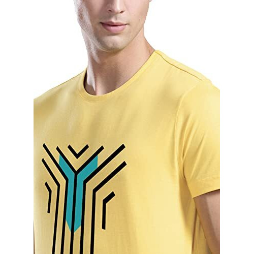 Adro Graphic Design Mens Cotton Printed T-Shirts (R21-M-Lnl-Ly_Light Yellow_M)