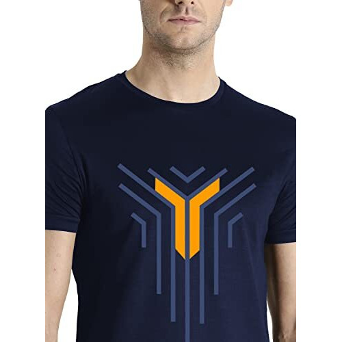 Adro Graphic Design Mens Cotton Printed T-Shirts (R21-M-Lnl-Nb_Navy_Xl)