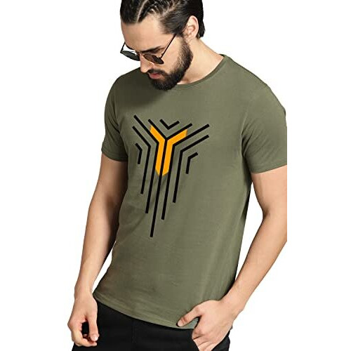 Adro Graphic Design Mens Cotton Printed T-Shirts (R21-M-Lnl-Ol_Olive_M)