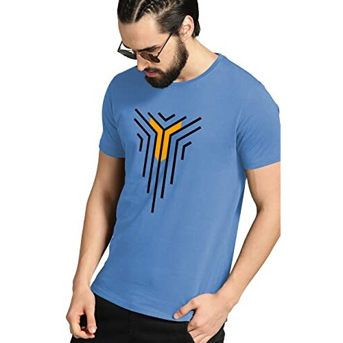 Adro Graphic Design Mens Cotton Printed T-Shirts (R21-M-Lnl-Sk_Skyblue_2Xl)