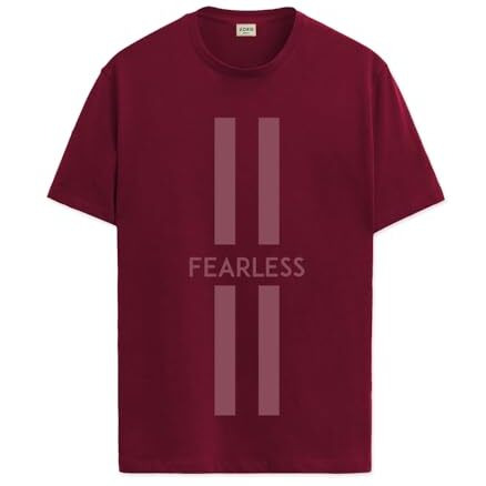 Adro Mens Fearless Printed Cotton T-Shirt_Rn24-L2-Frls-Mr-S Maroon